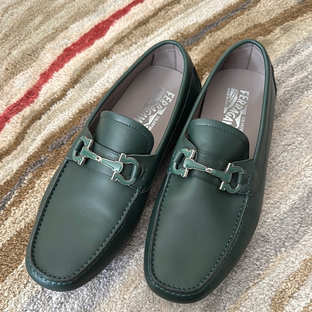 Salvatore Ferragamo Men's Green Loafers